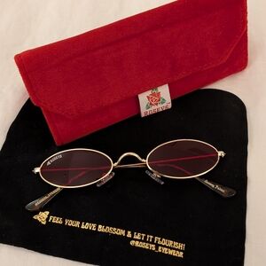 Groovy Palms ROSEYS Rose Colored Sunglasses Gold Oval Frame